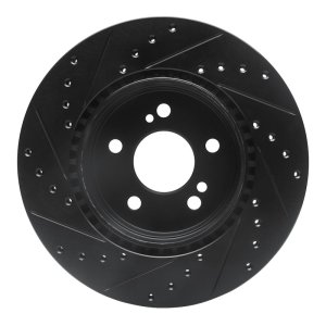 Mercedes-Benz SL600 Brake Rotor (1) - Rear Right - R1 Concepts - Drilled & Slotted - Black - `93-`02